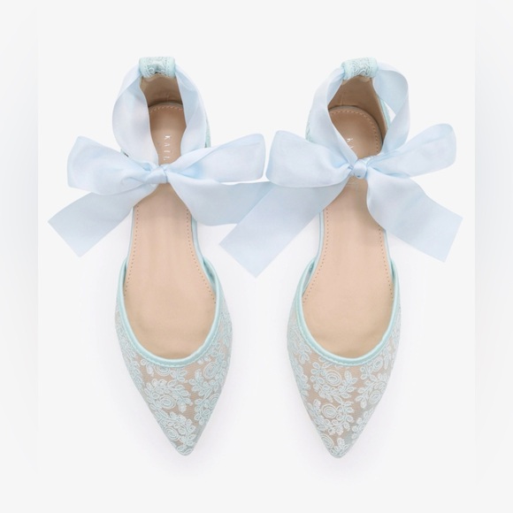 Kailee P Shoes - TWILA-LACE 
Crochet Lace Pointy Toe with Ankle Tie or Ballerina size 8